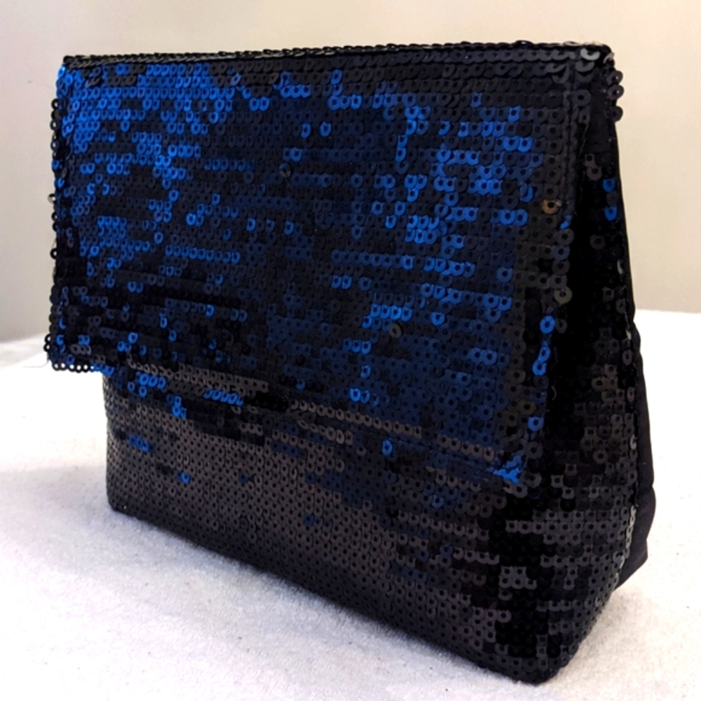 Sequins Makeup Utility Bag Blue-Black Shimmery